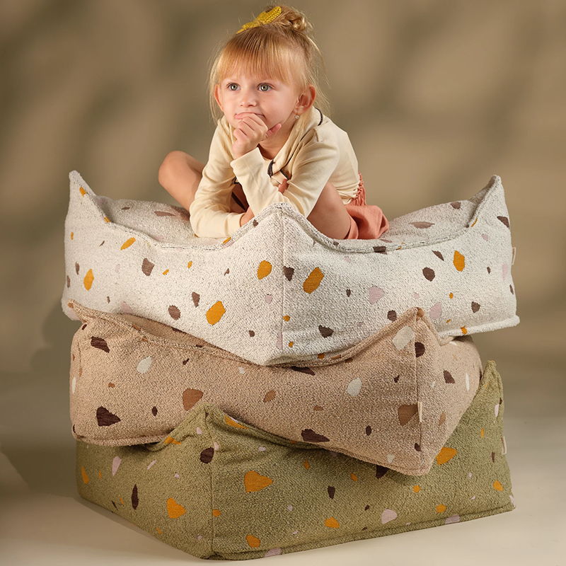Wigiwama Pouf carré 'Terrazzo' sable