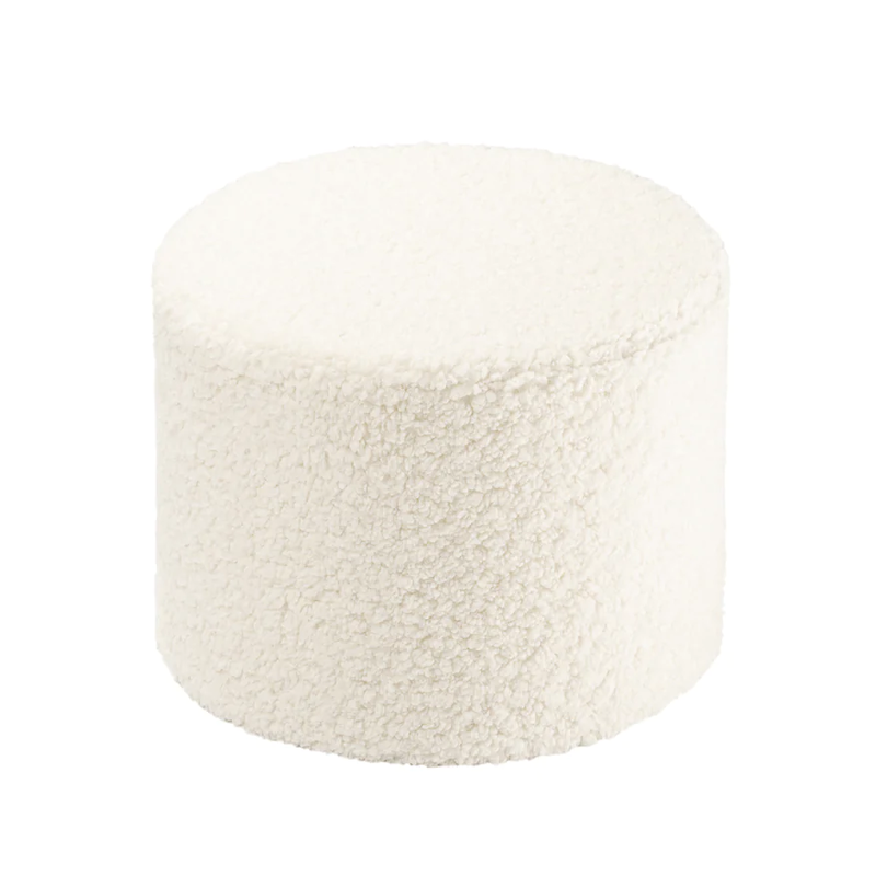 Kinder Sitzhocker in creme-weissem Teddystoff von Wigiwama