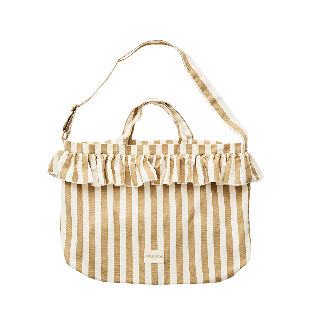 Wildride Schultertasche/Mom Bag 'Ruffle' Beige Stripe