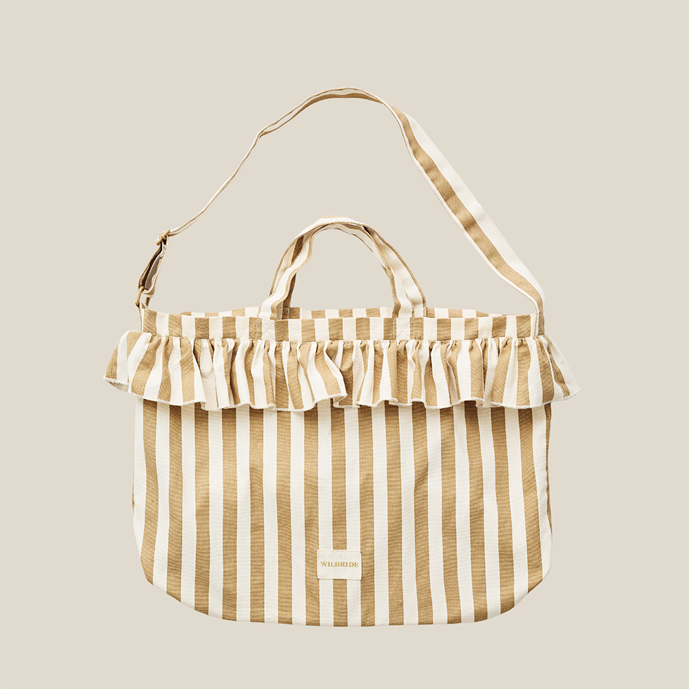 Wildride Schultertasche/Mom Bag 'Ruffle' Beige Stripe