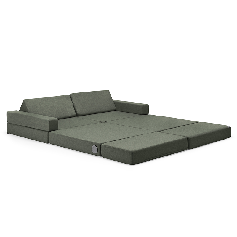 Wonderwuzz Gästemodul für Erwachsene für das Spielsofa 'OH SO SOFY' in der Farbe Grünelmonster ausgebreitet zum Doppelbett