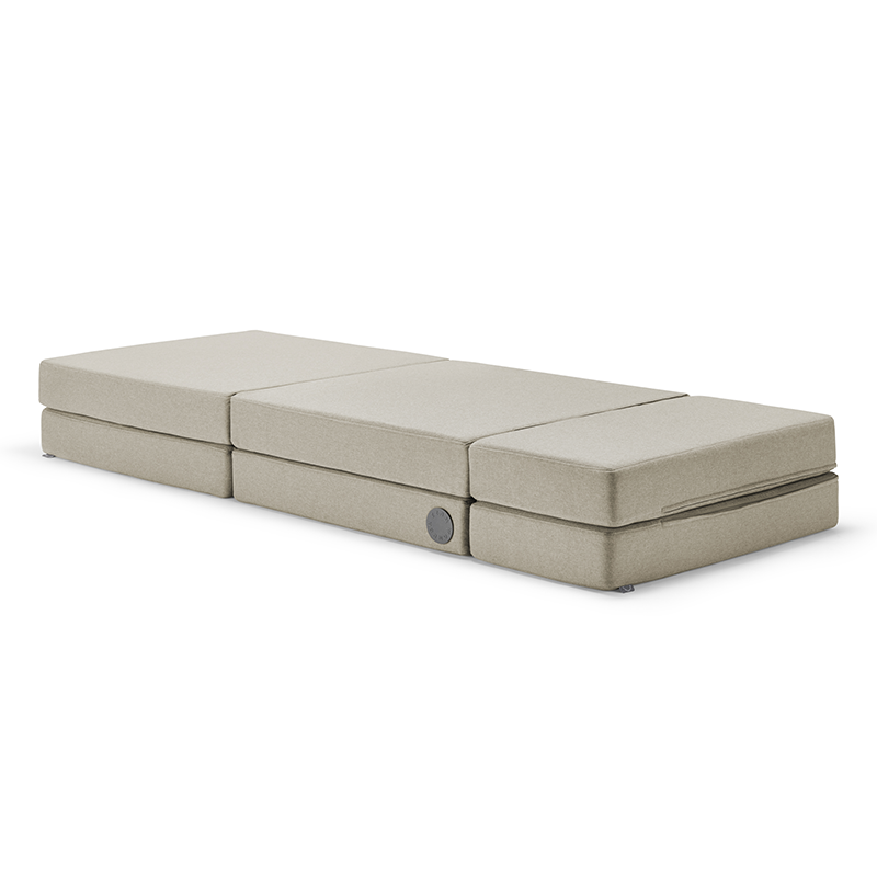 Wonderwuzz Spielsofa mit 8 modularen Teilen 'Oh so sofy' in der Farbe Beigemarie ausgebreitet zu einer Matratze