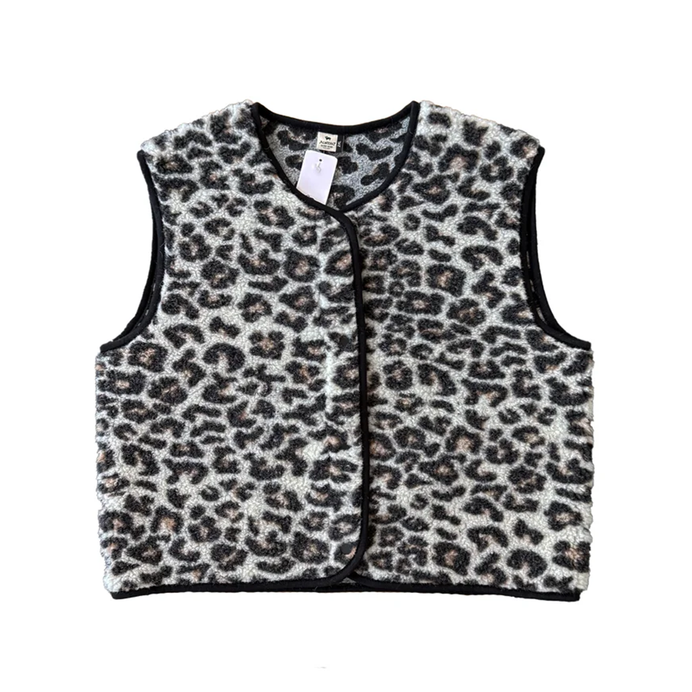 Alwero Gilet en laine pour enfant « TYB » Léopard Blanc