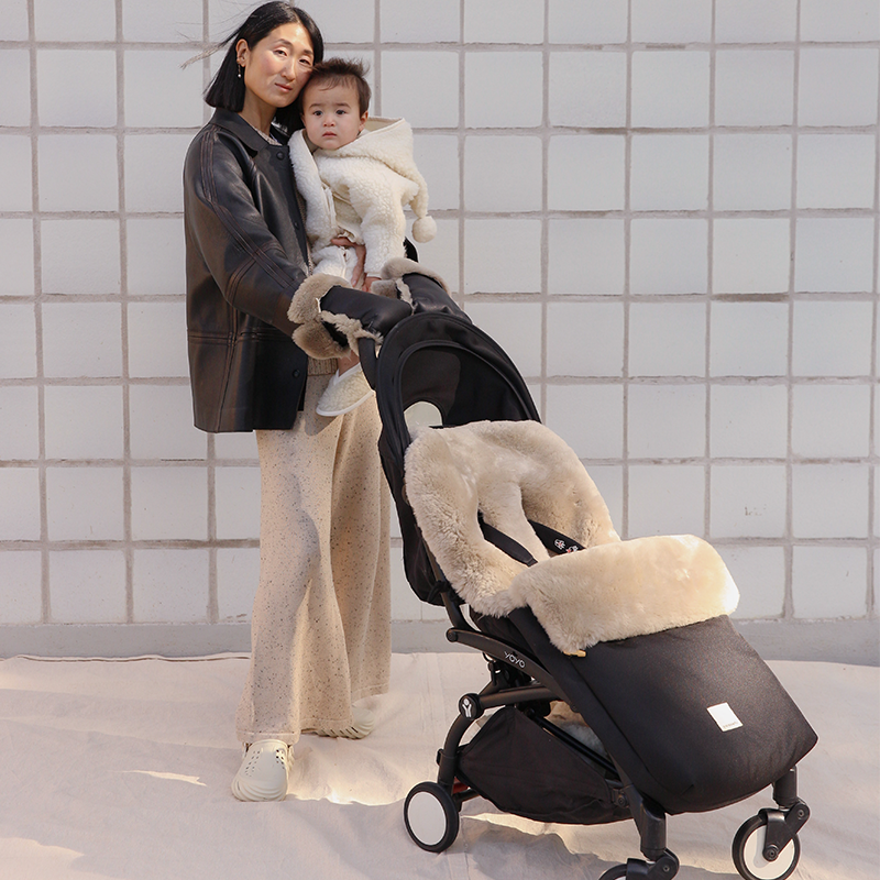 BINIBAMBA Schaffell Kinderwagen Fusssack Toast