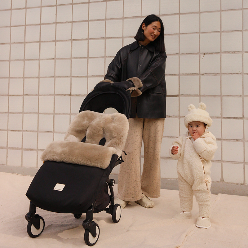 BINIBAMBA Schaffell Kinderwagen Fusssack Toast