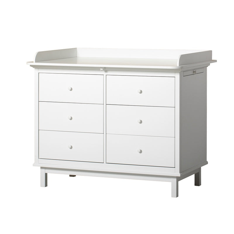 Oliver Furniture Seaside commode à langer avec 6 tiroirs, coulisses et sac à linge inclus Blanc