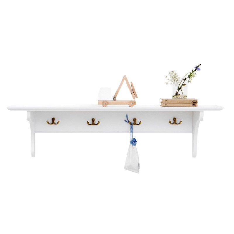 Oliver Furniture <br/> Wandregal/Garderobe mit 4 Haken Seaside <br/> Weiss,Regale, Oliver Furniture - SNOWFLAKE kindermöbel concept store