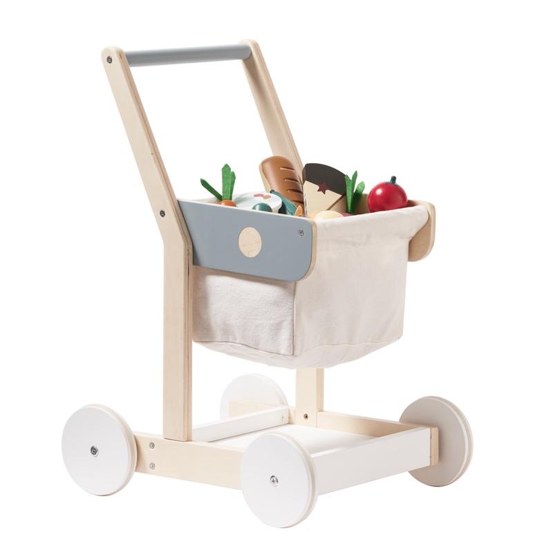 Kids Concept  Einkaufswagen  Weiss/Grau/Natur