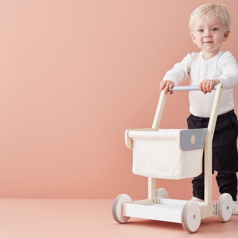 Kids Concept  Einkaufswagen  Weiss/Grau/Natur