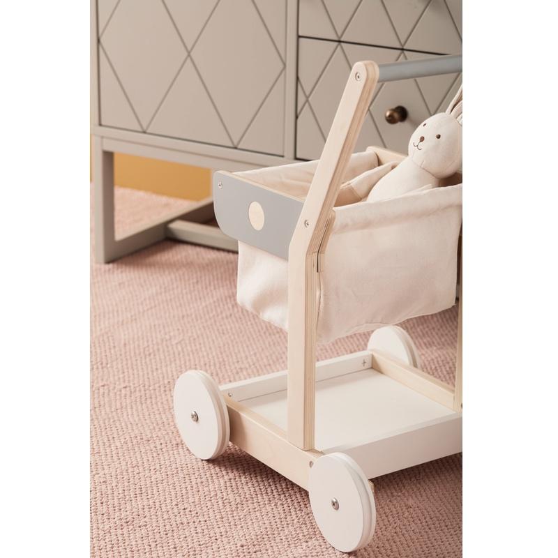 Kids Concept  Einkaufswagen  Weiss/Grau/Natur