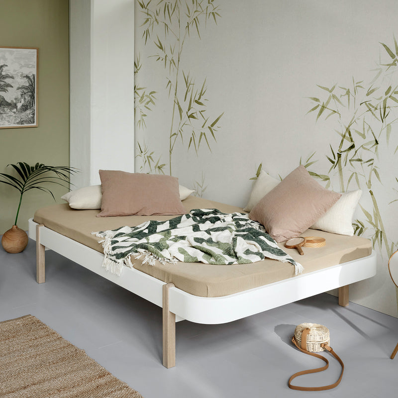 Oliver Furniture  Wood Lounger Bett 120 x 200 cm  Weiss/Eiche - Online MY SNOWFLAKE