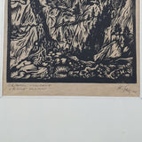 HANS STIX, Ruine Klamm, Original Linolschnitt 1958