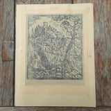 HANS STIX, Ruine Klamm, Original Linolschnitt 1958