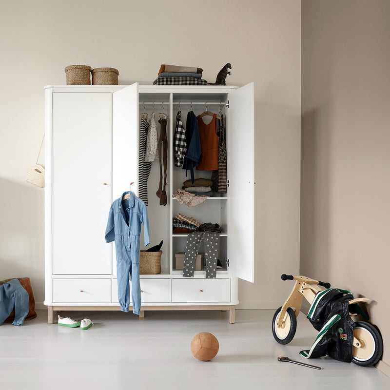Oliver Furniture  Wood Kleiderschrank 3-türig  Weiss/Eiche - Online MY SNOWFLAKE