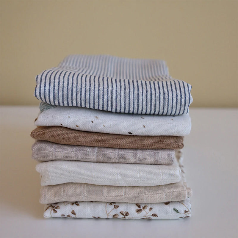 Cam Cam Copenhagen  3er Set Mulltücher   Mix Classic Stripes Blue, Praline, Creme White - Online MY SNOWFLAKE