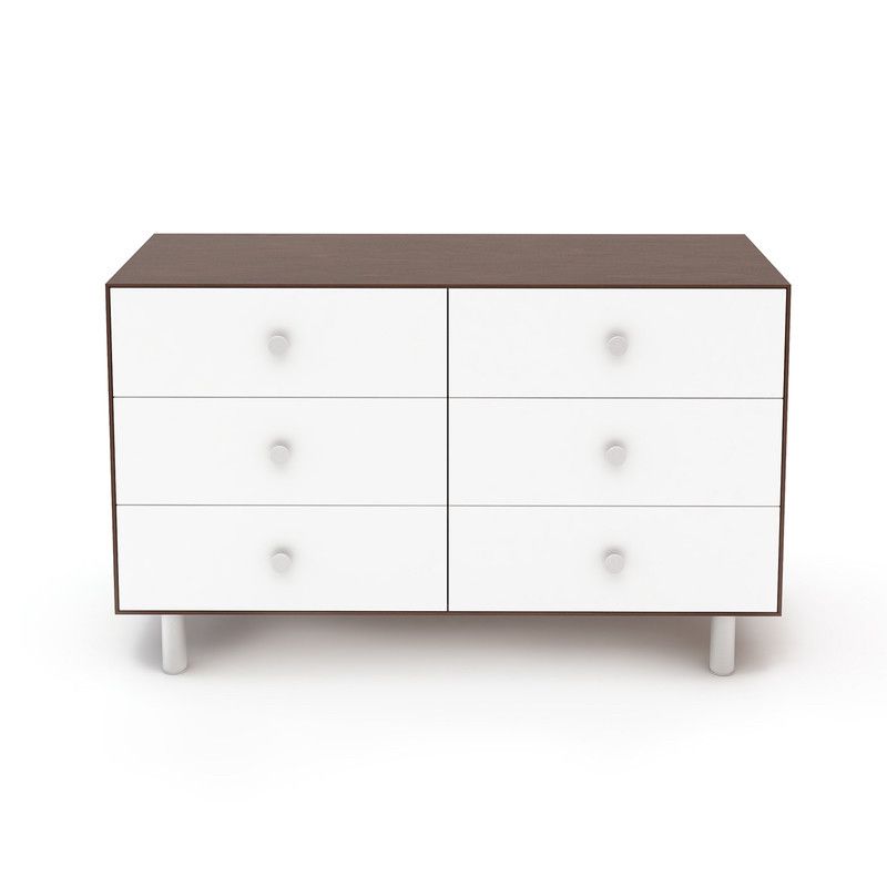 Oeuf NYC <br/> Merlin Kommode Classic 6 Schubladen <br/> Walnuss/Weiss,Wickelkommoden, Oeuf NYC - SNOWFLAKE kindermöbel concept store