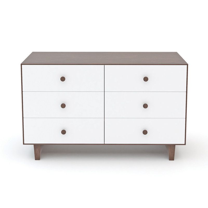 Oeuf NYC <br/> Merlin Kommode Rhea 6 Schubladen <br/> Walnuss/Weiss,Wickelkommoden, Oeuf NYC - SNOWFLAKE kindermöbel concept store