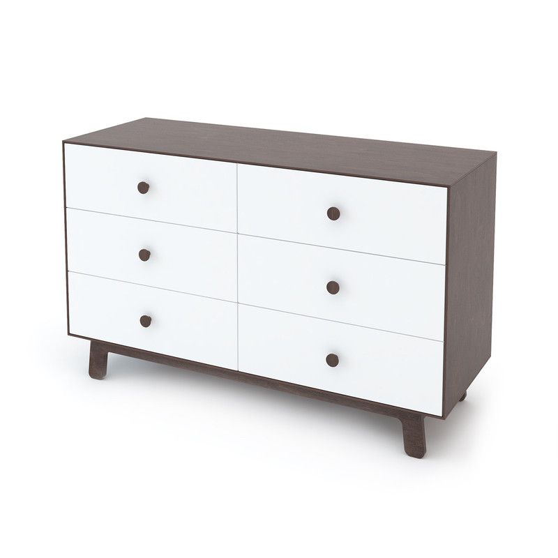 Oeuf NYC <br/> Merlin Kommode Sparrow 6 Schubladen <br/> Walnuss/Weiss,Wickelkommoden, Oeuf NYC - SNOWFLAKE kindermöbel concept store