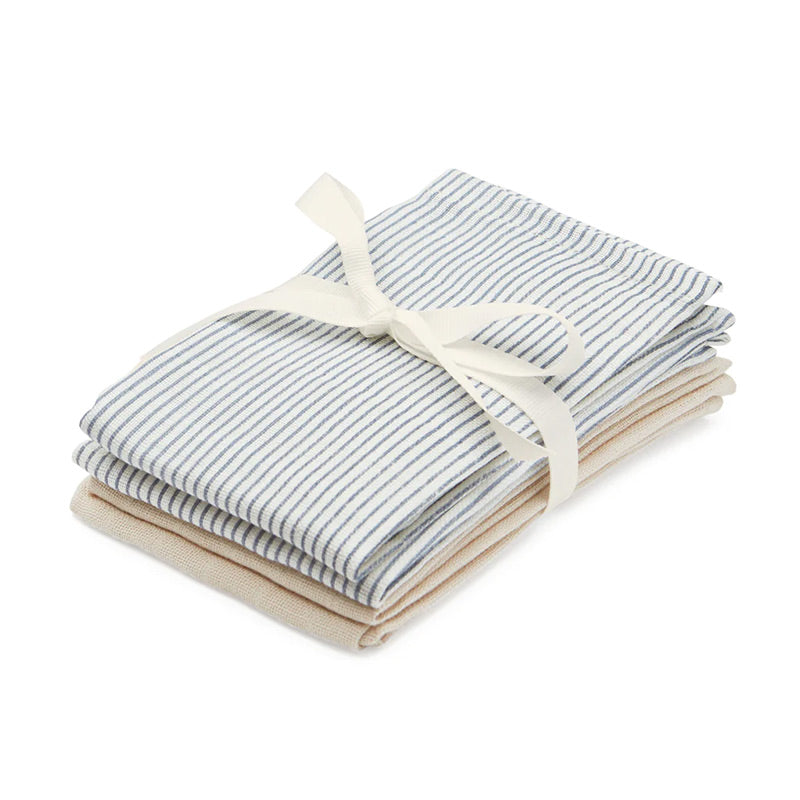 Cam Cam Copenhagen  4er Pack Waschlappen Musselin  Mix Classic Stripes Blue, Praline - Online MY SNOWFLAKE