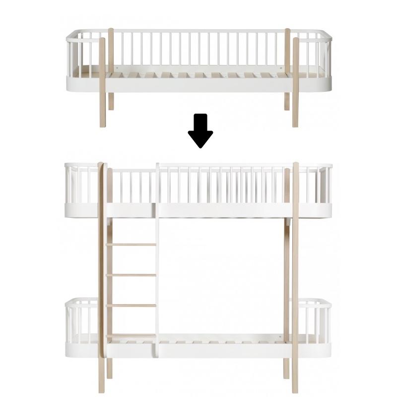 Oliver Furniture <br/> Umbauset Wood <br/> Bettsofa zum Etagenbett <br/> Weiss/Eiche,Einzelbetten, Oliver Furniture - SNOWFLAKE kindermöbel concept store