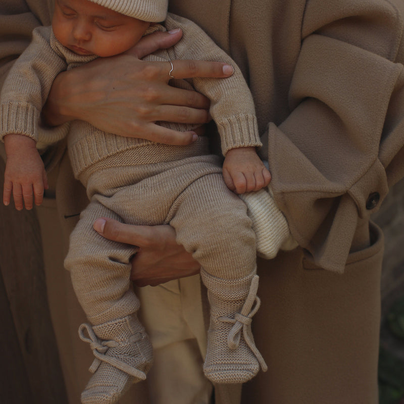 Hvid  Baby Strickschuhe  Sand - Online MY SNOWFLAKE