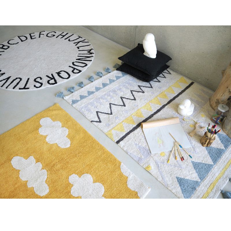 Lorena Canals <br/> Baumwollteppich ABC Vintage waschbar <br/> Creme/Schwarz,Teppiche, Lorena Canals - SNOWFLAKE kindermöbel concept store