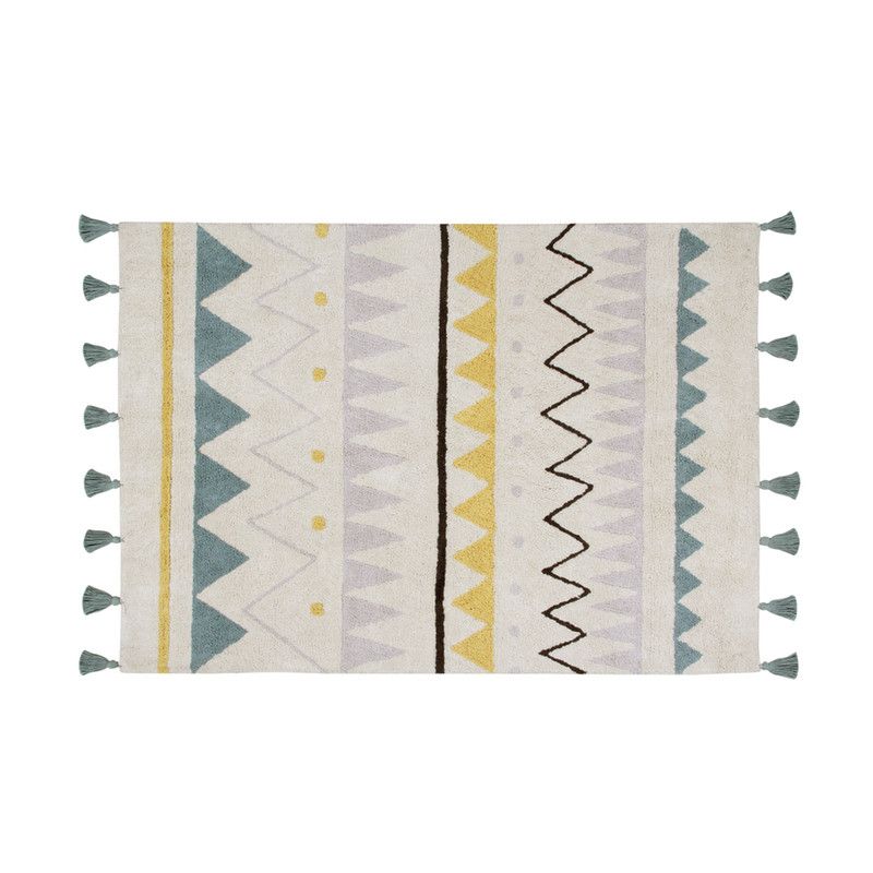 Lorena Canals <br/> Baumwollteppich Azteca waschbar <br/> Blau,Teppiche, Lorena Canals - SNOWFLAKE kindermöbel concept store