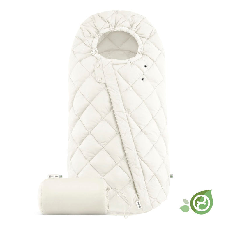 Fusssack in Beige für den Kinderwagen mit Aufbewahrungsbeutel von Cybex. 