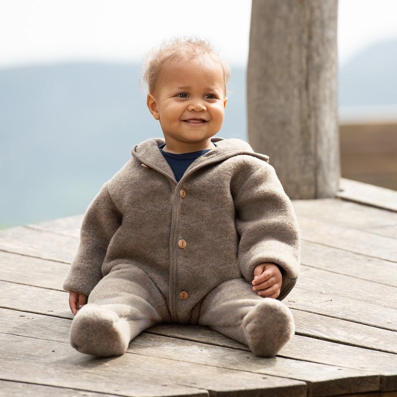 Engel  Wollfleece Overall mit Kapuze  Walnuss Melange - Online MY SNOWFLAKE