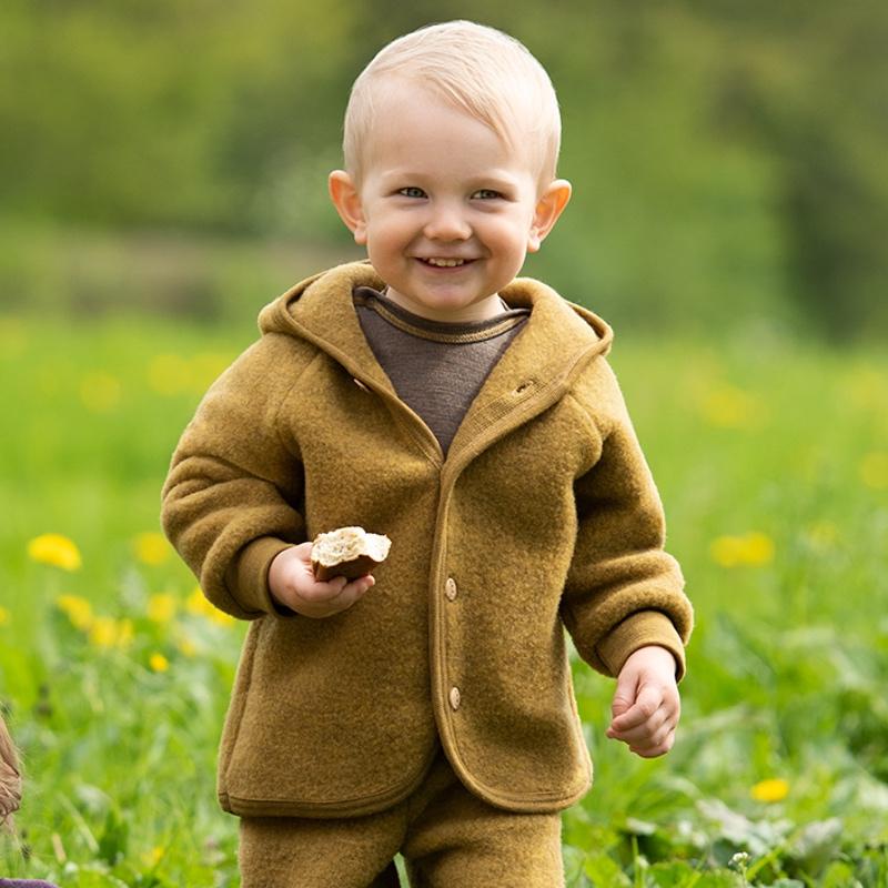 Engel  Wollfleece Kapuzenjacke  Safran Melange - Online MY SNOWFLAKE