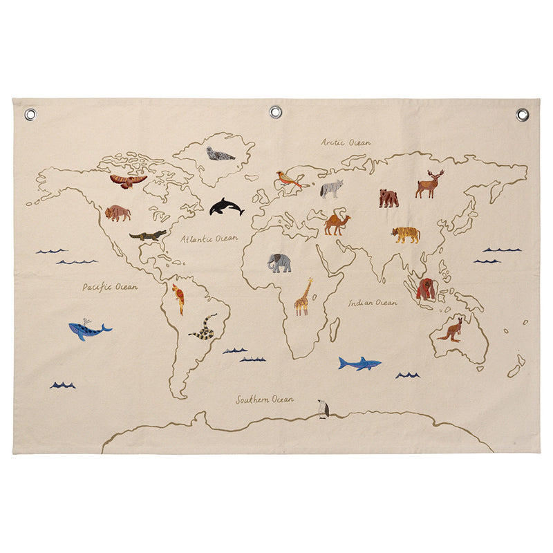 Ferm Living  Wanddekoration 'The World' aus Stoff  Off-White - Online MY SNOWFLAKE