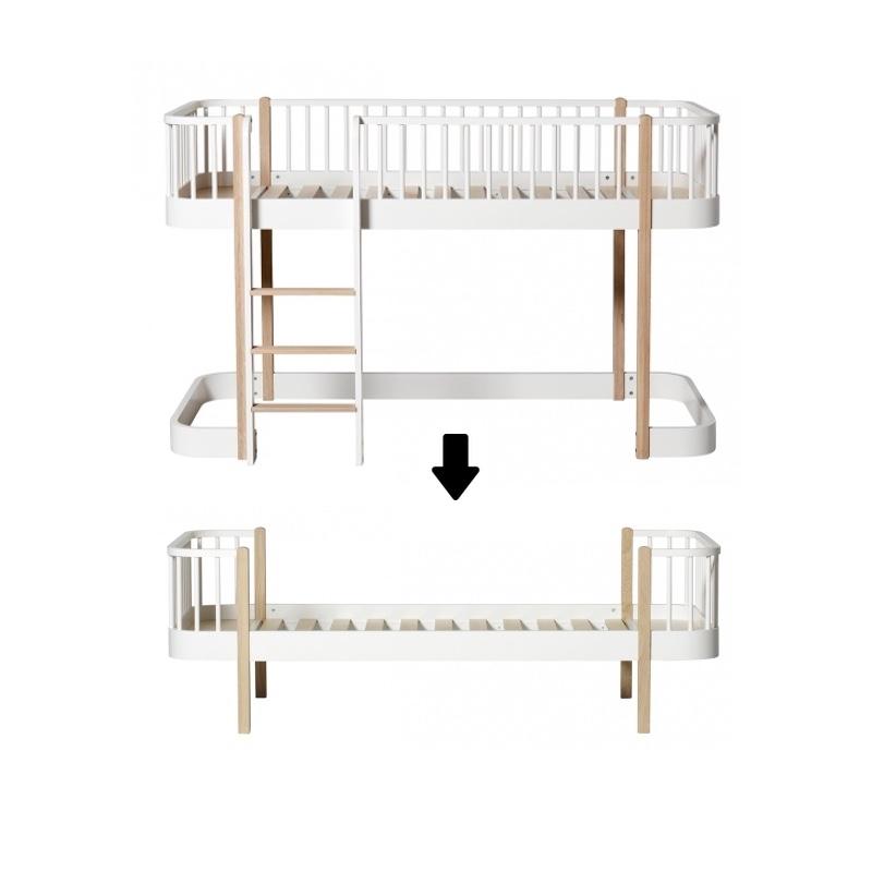 Oliver Furniture <br/> Umbauset Wood <br/> Halbhohes Hochbett zum Einzelbett <br/> Weiss/Eiche,Hochbetten, Oliver Furniture - SNOWFLAKE kindermöbel concept store