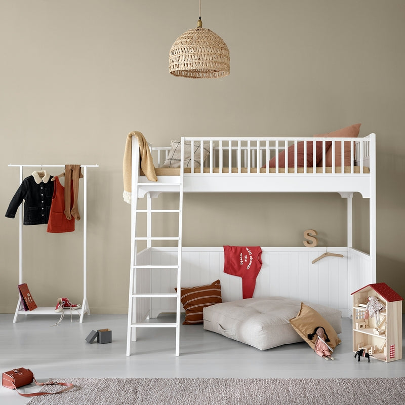 Oliver Furniture  Umbauset Seaside  Etagenbett mit gerader Leiter zum Hochbett  Weiss - Online MY SNOWFLAKE