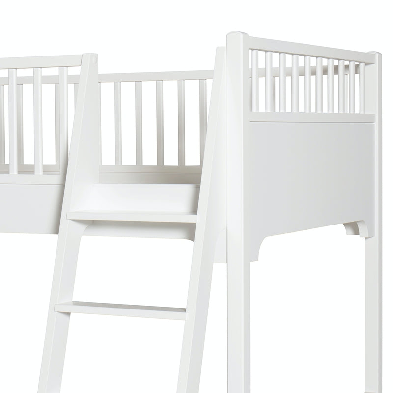 Oliver Furniture Kit de transformation Seaside Lit mezzanine mi-hauteur en lit superposé avec échelle inclinée Blanc