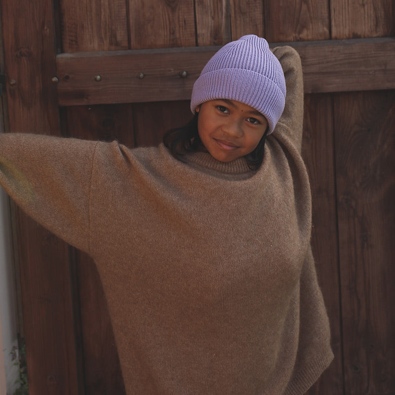 Hvid Bonnet Enfant Fonzie Lilas