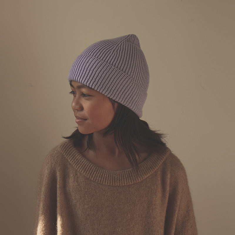 Hvid Bonnet Enfant Fonzie Lilas