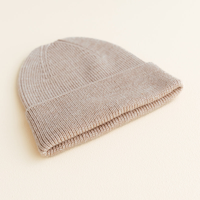 Hvid  Newborn Beanie Fonzie Sand - Online MY SNOWFLAKE