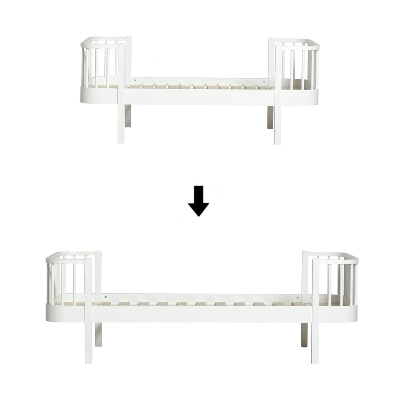Oliver Furniture  Umbauset Wood Juniorbett zum Einzelbett  Weiss bzw Weiss/Eiche