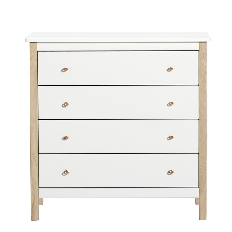 Oliver Furniture  Wood Kommode mit 4 Schubladen  Weiss/Eiche