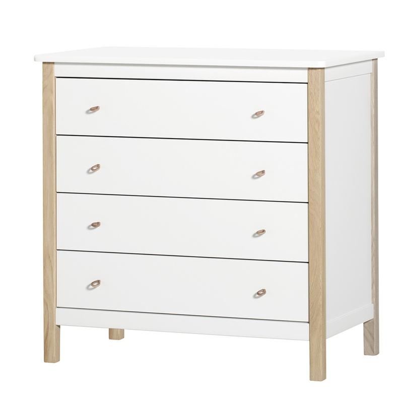 Oliver Furniture  Wood Kommode mit 4 Schubladen  Weiss/Eiche