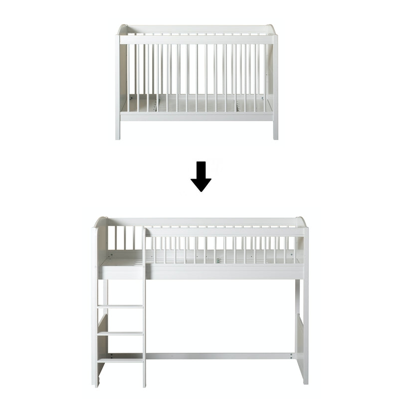 Oliver Furniture Kit de conversion Seaside Lille+ Basic en lit mezzanine mi-hauteur Blanc