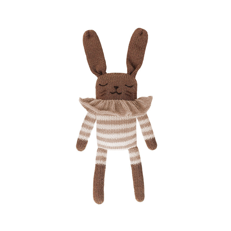 Main Sauvage Doudou tricoté 'Lapin' combi-short rayé sable