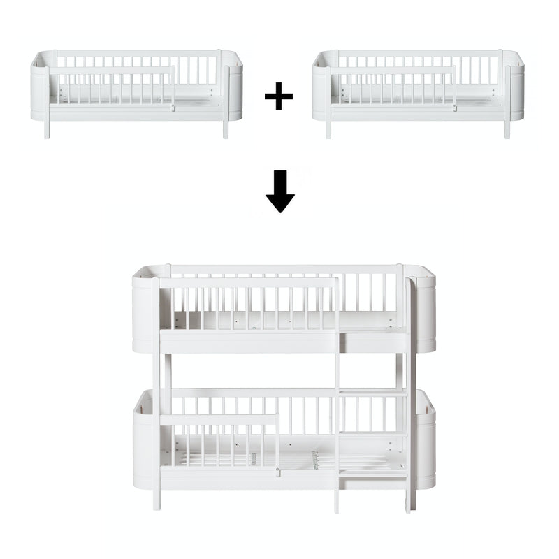 Oliver Furniture Conversion kit Wood Mini+ 2 junior beds to mid-high bunk bed White