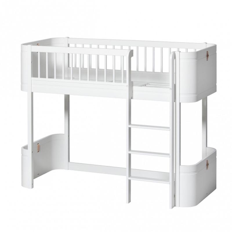 Oliver Furniture <br/> Halbhohes Hochbett Wood Mini+ <br/> Weiss,Hochbetten, Oliver Furniture - SNOWFLAKE kindermöbel concept store