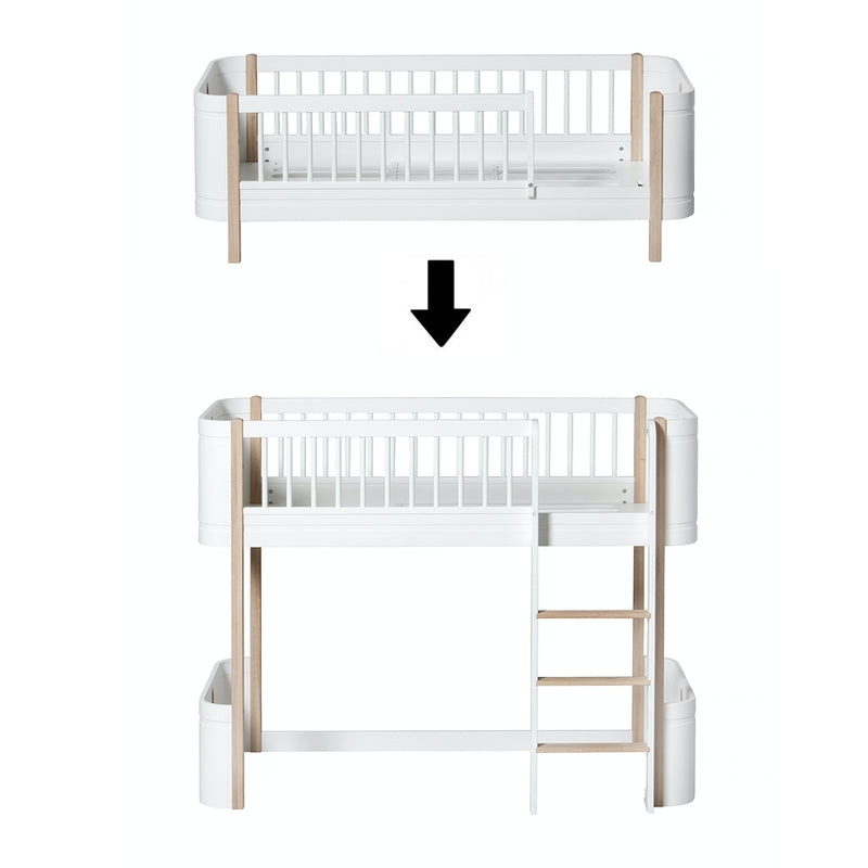 Oliver Furniture  Umbauset Wood Mini+ Juniorbett zum halbhohen Hochbett  Weiss/Eiche
