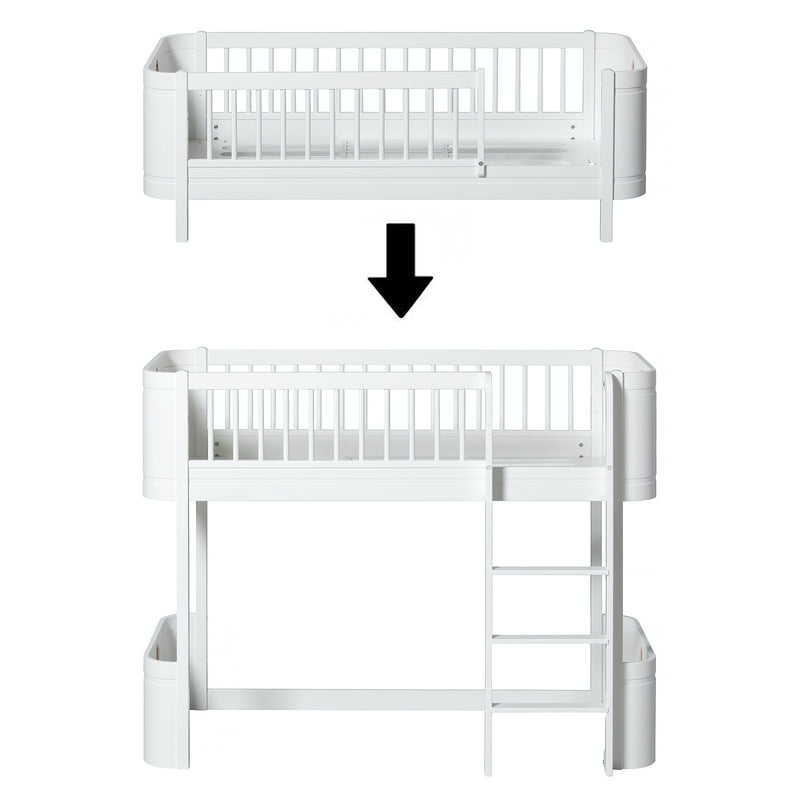 Oliver Furniture  Umbauset Wood  Mini+ Juniorbett zum halbhohen Hochbett  Weiss - Online MY SNOWFLAKE