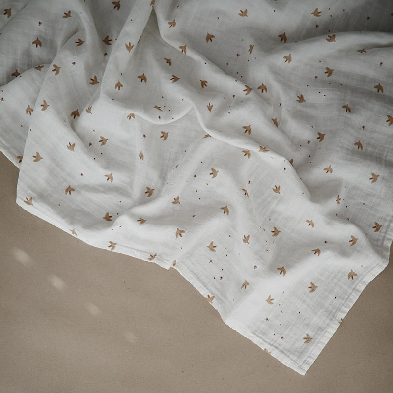 Mushie  Musselin Swaddle  Sparrow - Online MY SNOWFLAKE