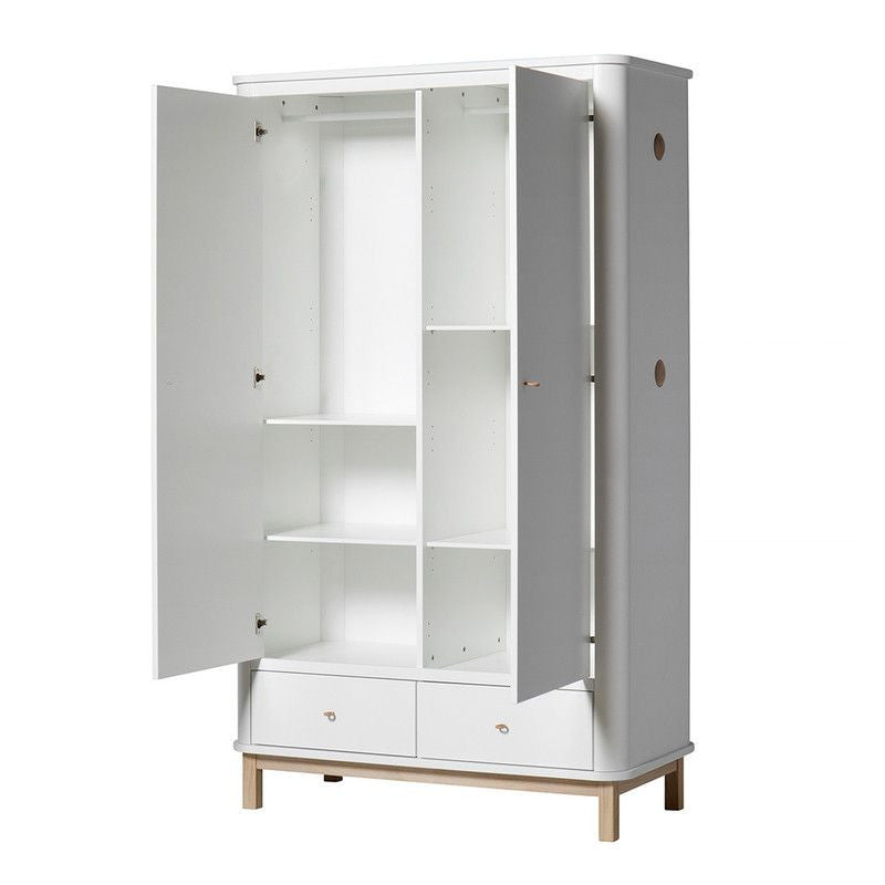 Oliver Furniture <br/> Kleiderschrank 2-türig Wood <br/> Weiss/Eiche,Schränke, Oliver Furniture - SNOWFLAKE kindermöbel concept store