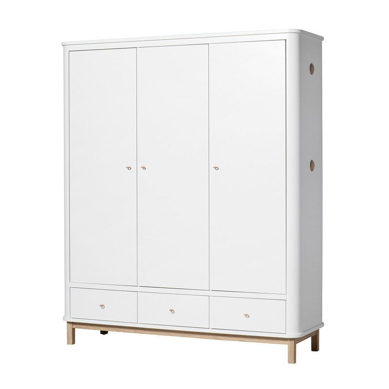 Oliver Furniture <br/> Kleiderschrank 3-türig Wood <br/> Weiss/Eiche,Schränke, Oliver Furniture - SNOWFLAKE kindermöbel concept store
