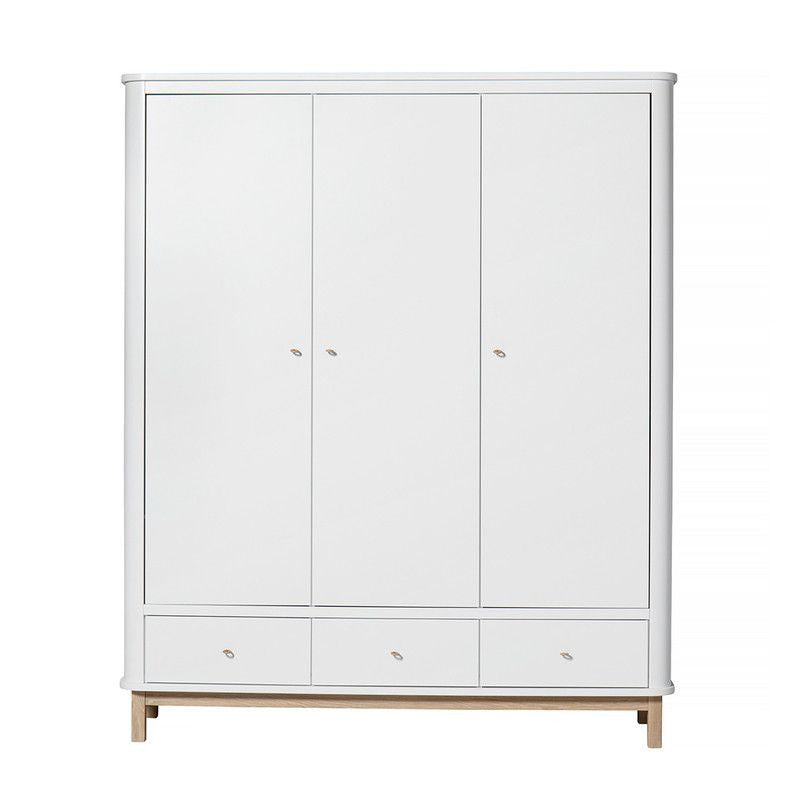 Oliver Furniture <br/> Kleiderschrank 3-türig Wood <br/> Weiss/Eiche,Schränke, Oliver Furniture - SNOWFLAKE kindermöbel concept store